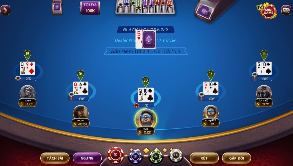 thông tin nổi bật nhất về game bài Blackjack tại cổng game Sun win