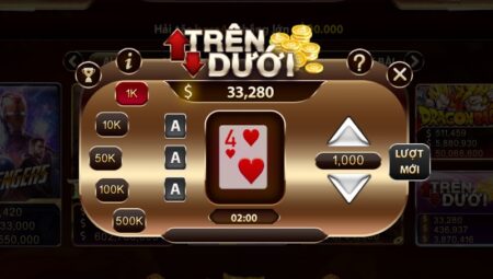 Các thao tác cược Trên dưới tại cổng game Sun win