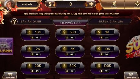 Game thủ tham gia Sun win đánh mậu binh nhận thưởng hot